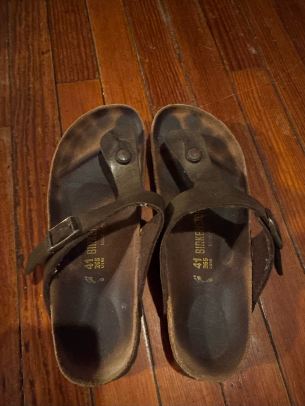 Birkenstock Brown Leather Toe-Post Sandals with Buckle size 10 womens